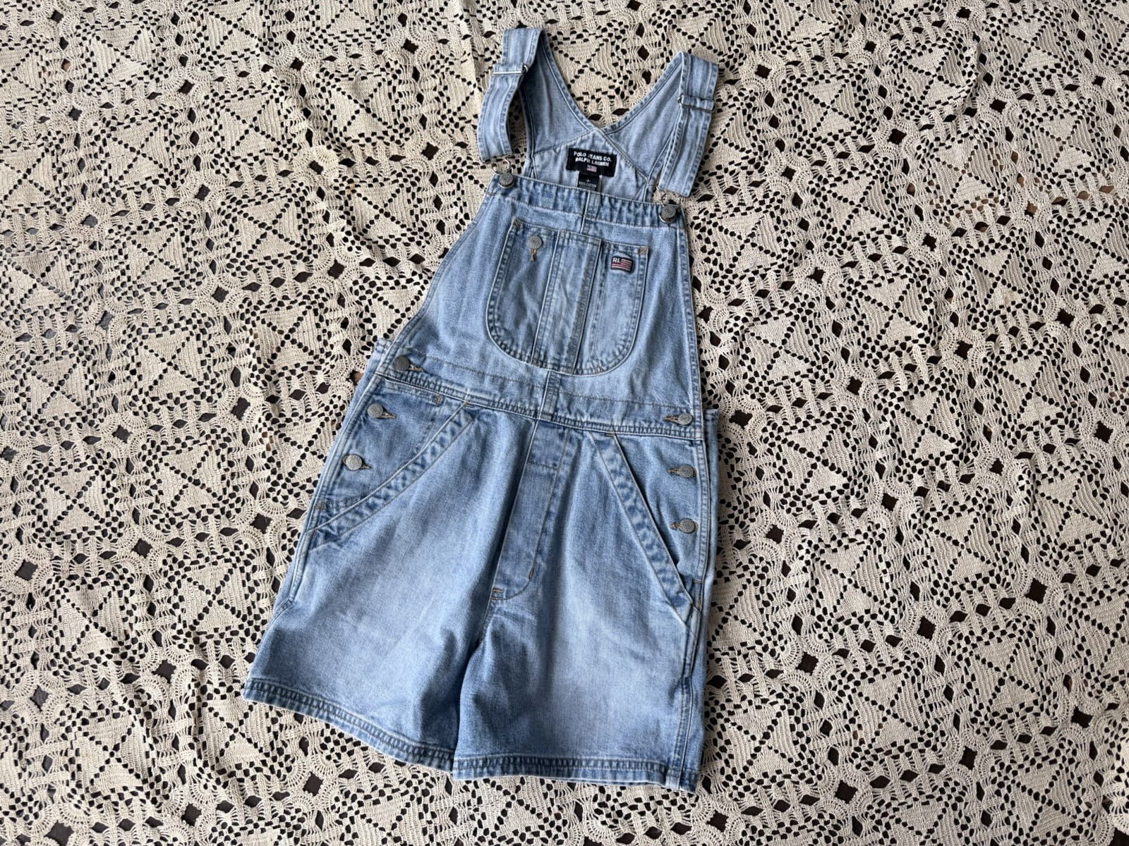 Vintage 90s Y2K Polo Jeans Co Ralph Lauren Denim Overalls Shortalls XS