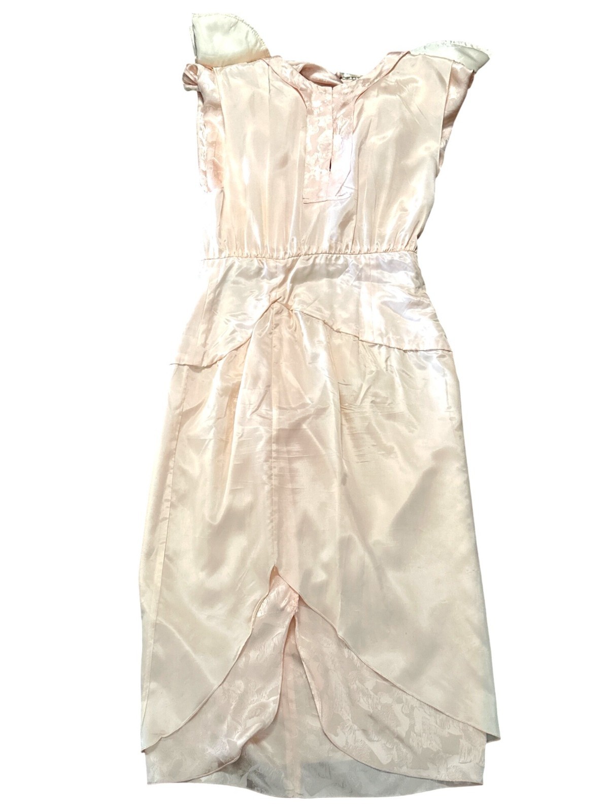 All Silk Vintage Dress by Spencer Jeremy 8 Pink Sequin Beaded Shoulder Pads 80s