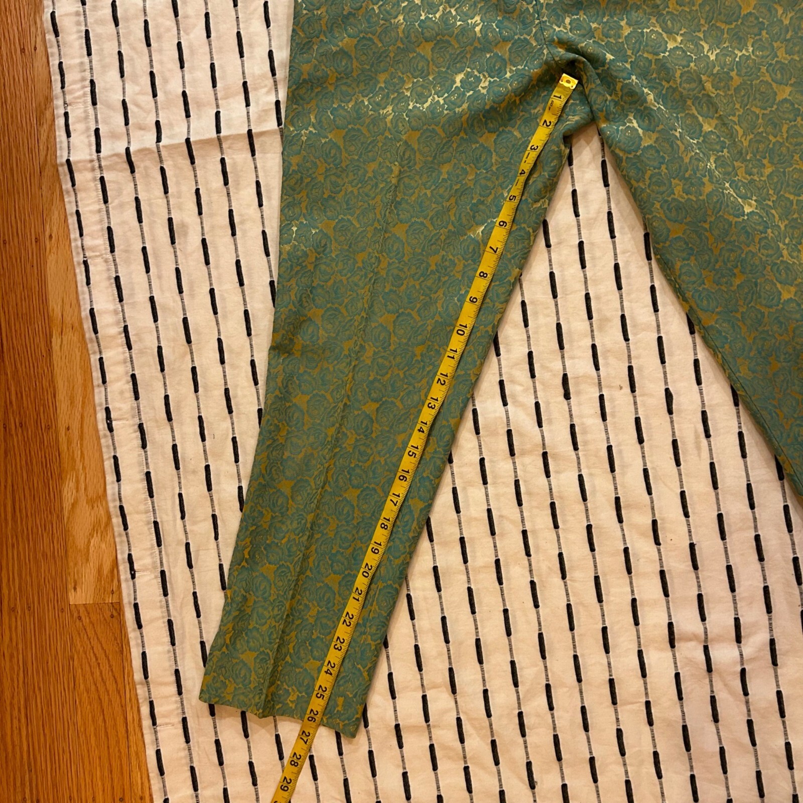 Fashioned By Flobert Vintage 2pc Pants Suit Green Long Sleeve Women Floral XXS