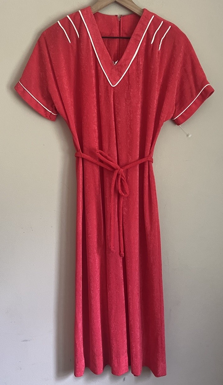 Vintage Dress Lady Laura Toni Todd Terry Red Belt Shift Size 12 14 NOS