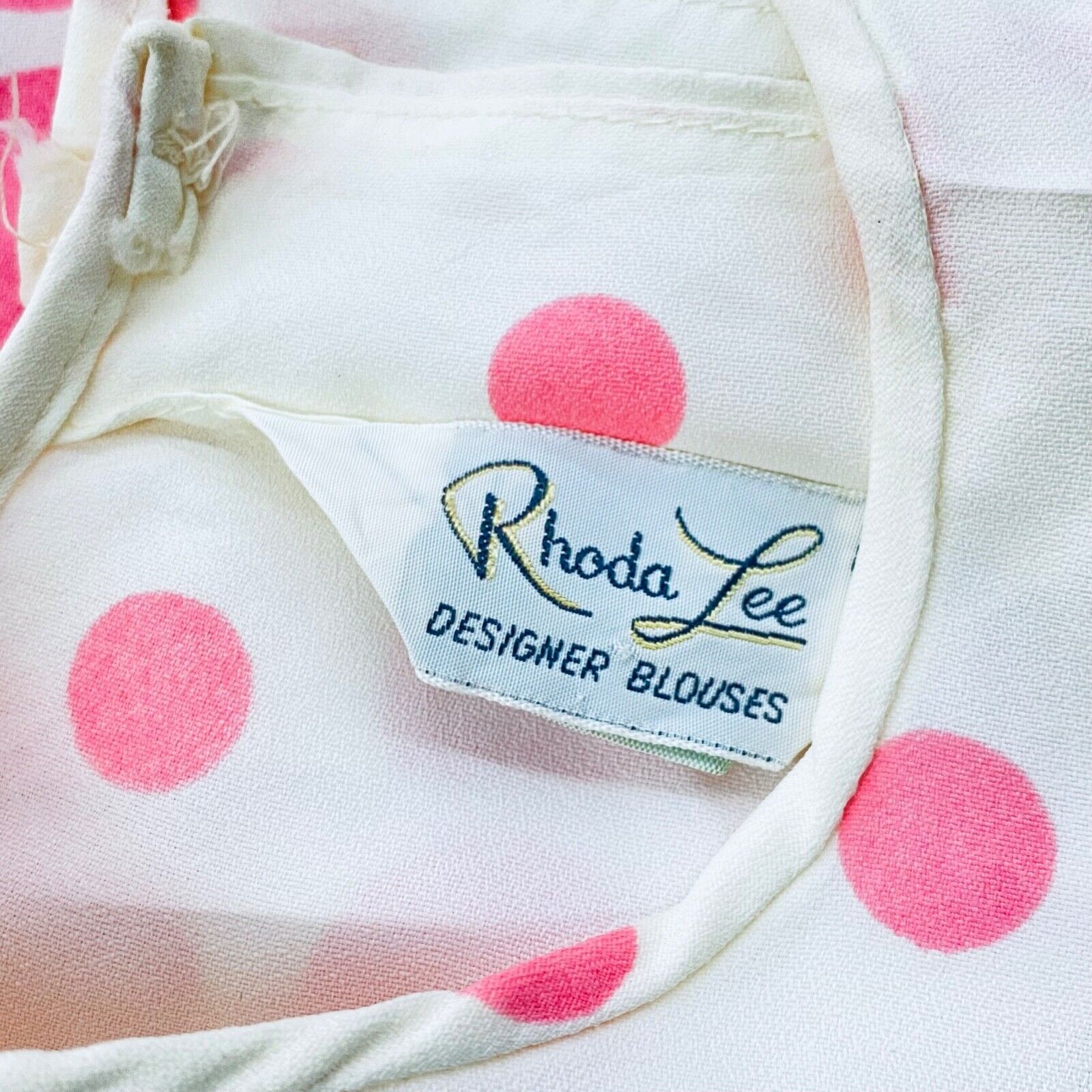 Vintage 1960s white pink polka dot blouse sleeveless crop top shirt pin-up mod S