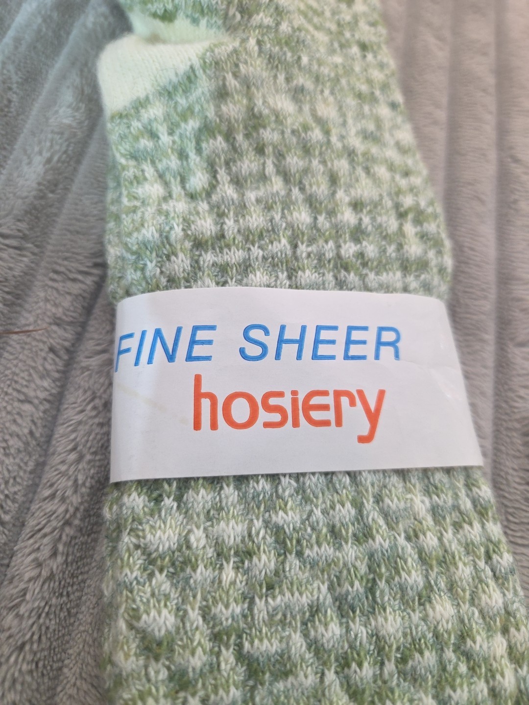 NOS VTG Fine Sheer Hosiery Socks 80s 9-11 USA Nylon Acrylic Cotton Walmart Green