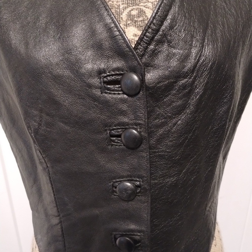 Vintage 80s Leather Vest Bazaar Brand Women’s Size S