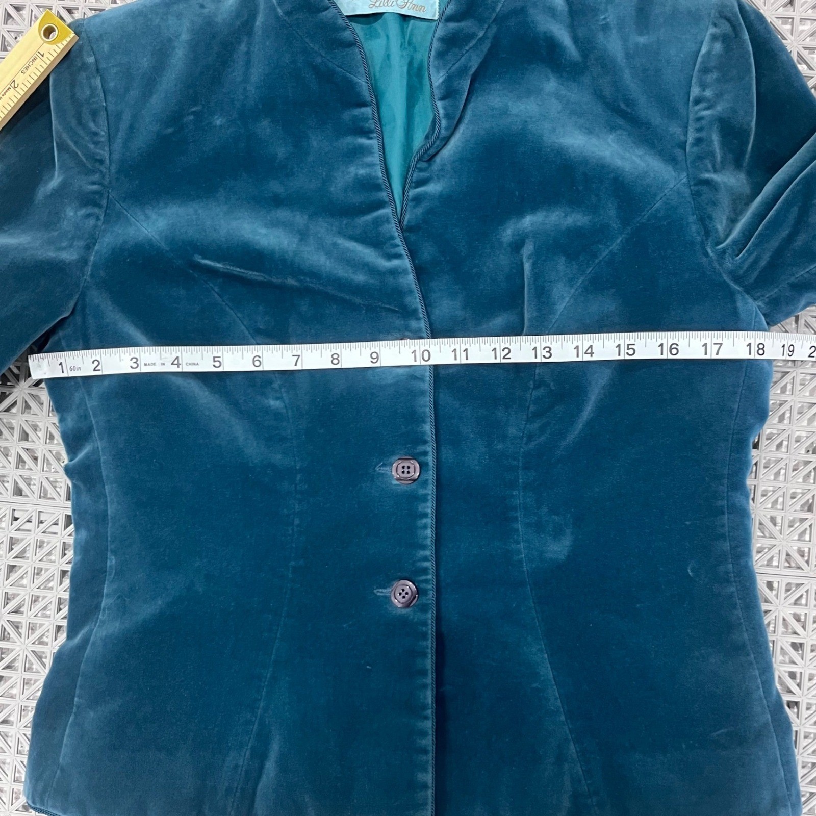 Vintage 70’s Adolph Schumann for Lilli Ann Skirt Suit Womens Teal Blue Velvet