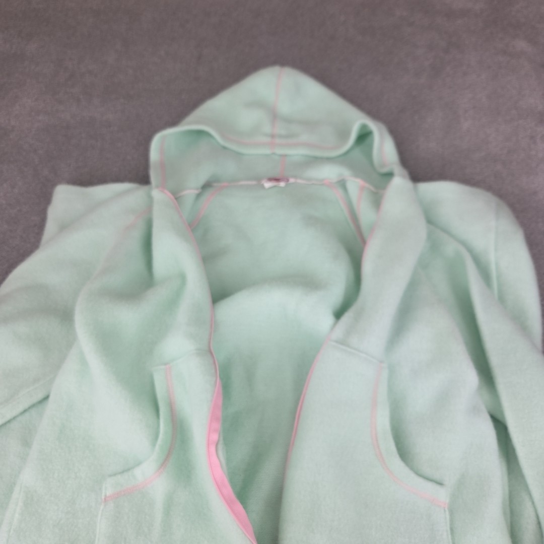 Vtg Medium Zip Pockets Robe/HouseCoat Sears Mint Green Fleece Hooded Pj’s Soft