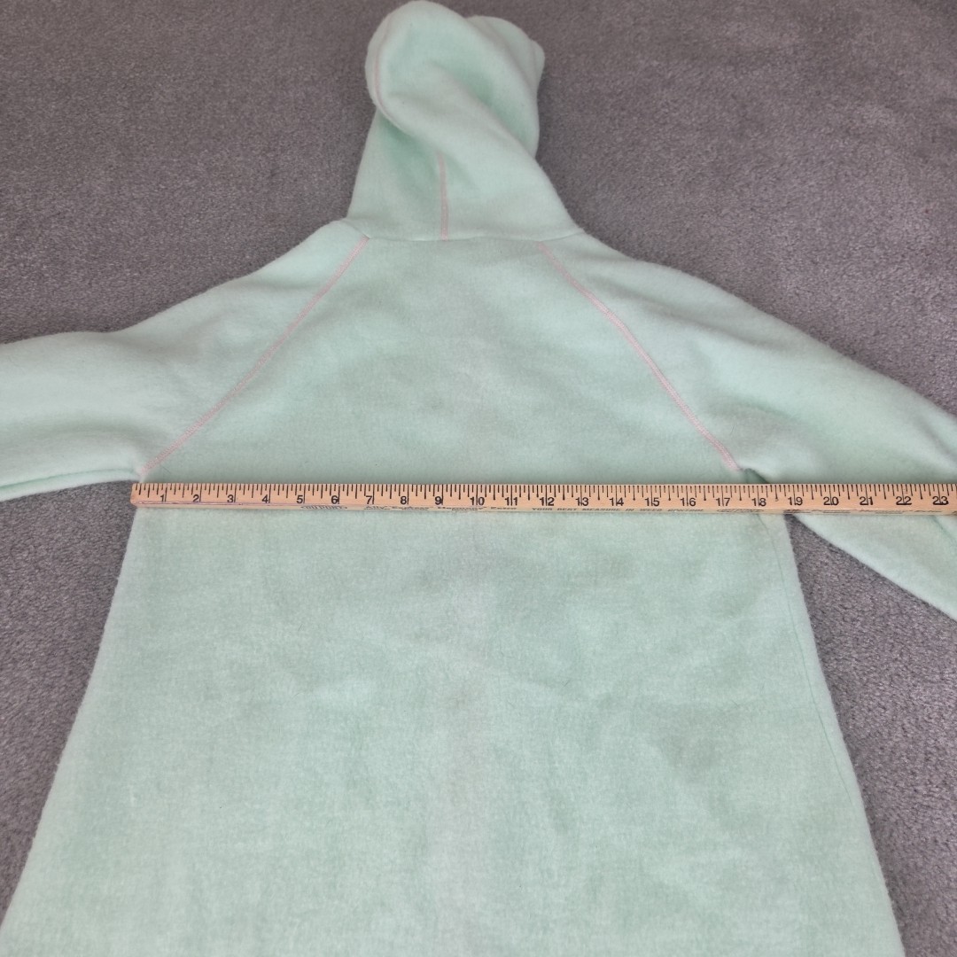 Vtg Medium Zip Pockets Robe/HouseCoat Sears Mint Green Fleece Hooded Pj’s Soft