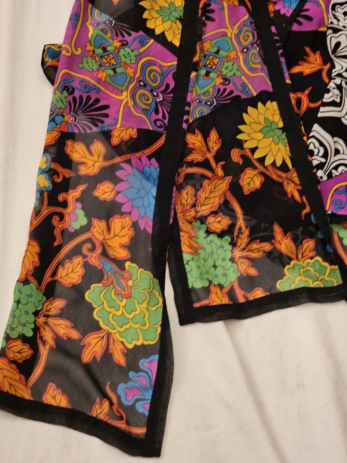 Vtg 80s Diane Freis Original Georgette Dress w/Scarf Sz S RARE 1 OF A Kind