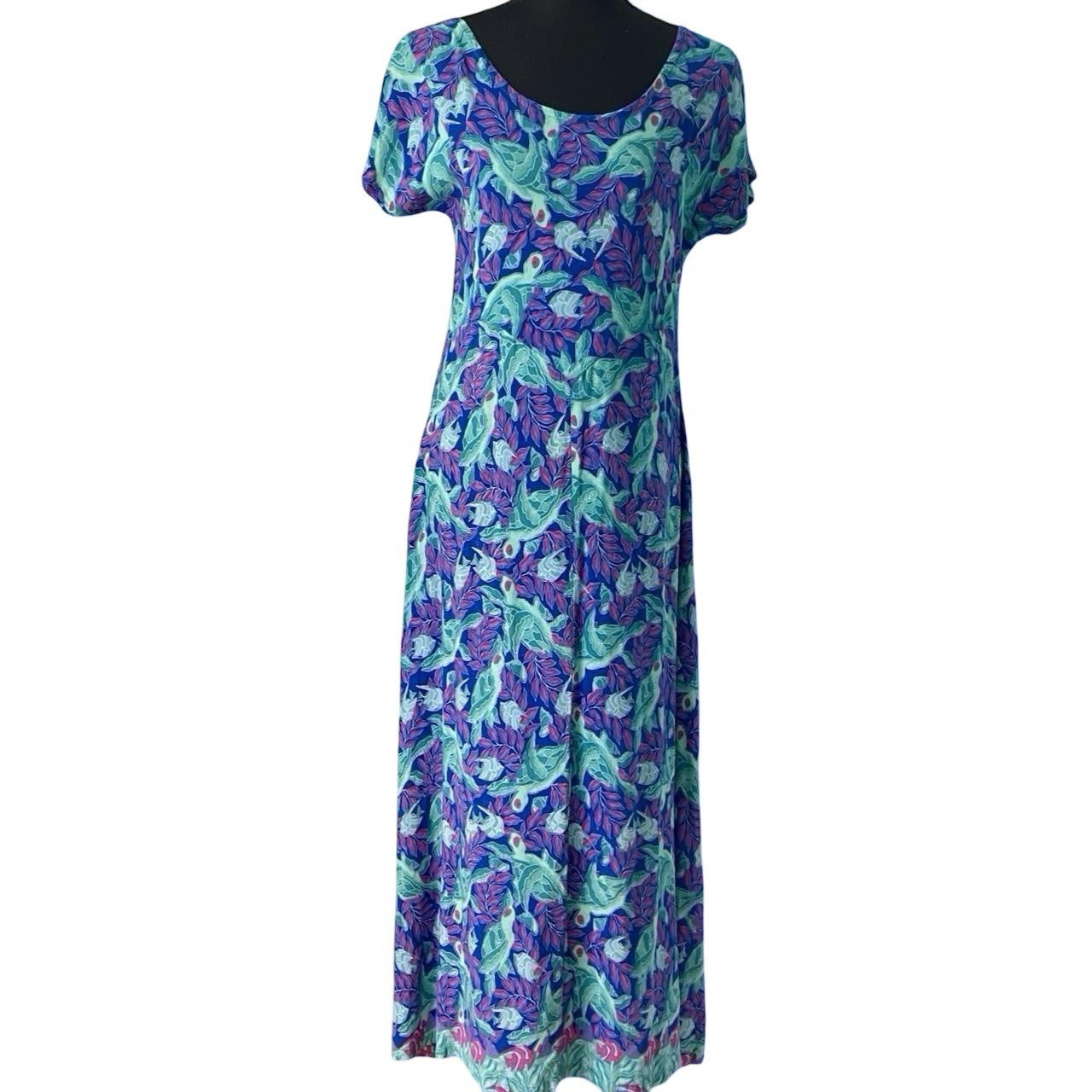 1990s Colorful Rainbow Jo Maui Hawaii Maxi Dress Size Small – Resort Wear