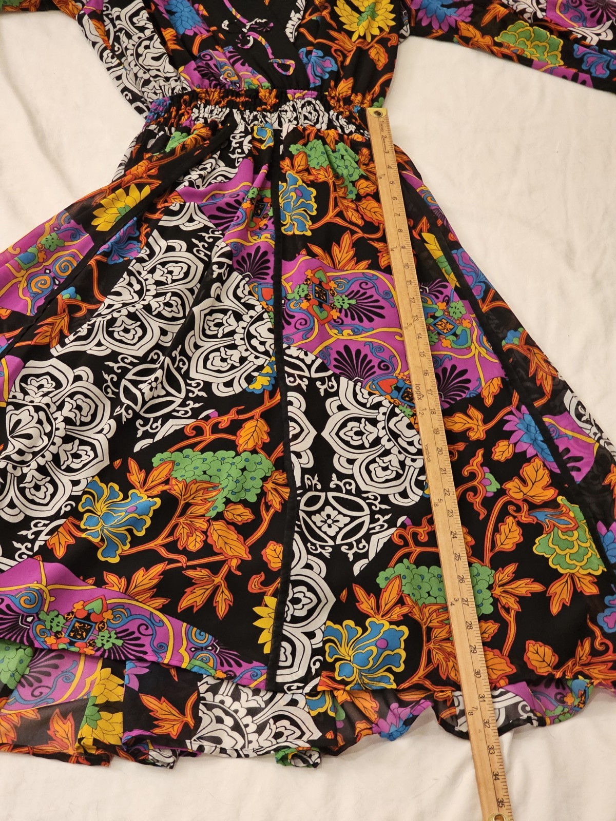 Vtg 80s Diane Freis Original Georgette Dress w/Scarf Sz S RARE 1 OF A Kind