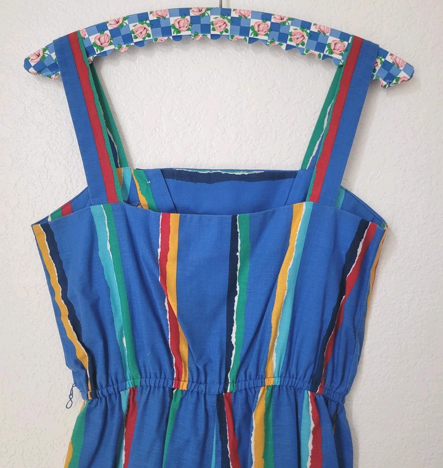 Vintage 70s Colorful Striped Jumpsuit Romper Playsuit XS/S 100% Cotton Cropped