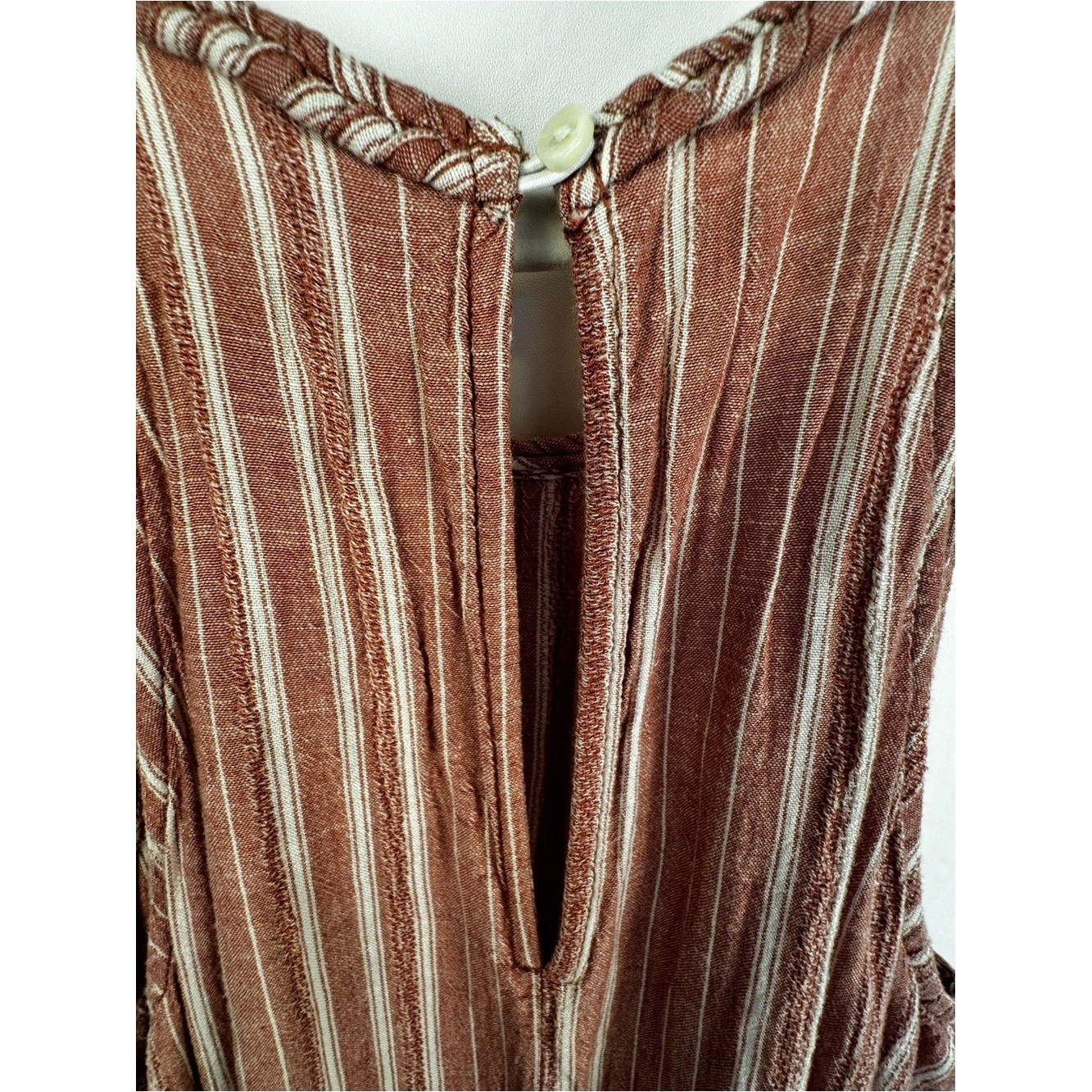 Old Navy Rust Striped Linen Blend Maxi Dress Medium Boho Cottagecore Summer