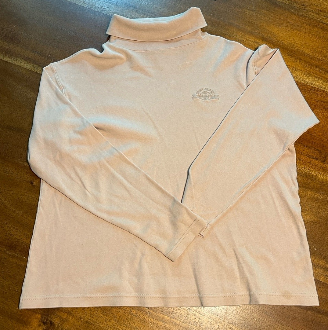 Vintage 90s DKNY Turtleneck Shirt Embroidered Crest Logo Size M/L