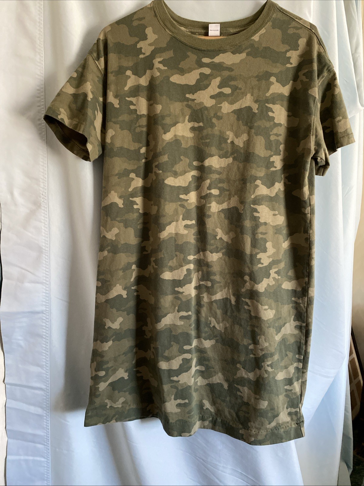 Old Navy Vintage Olive Camo T Shirt Dress Women’s Size Medium