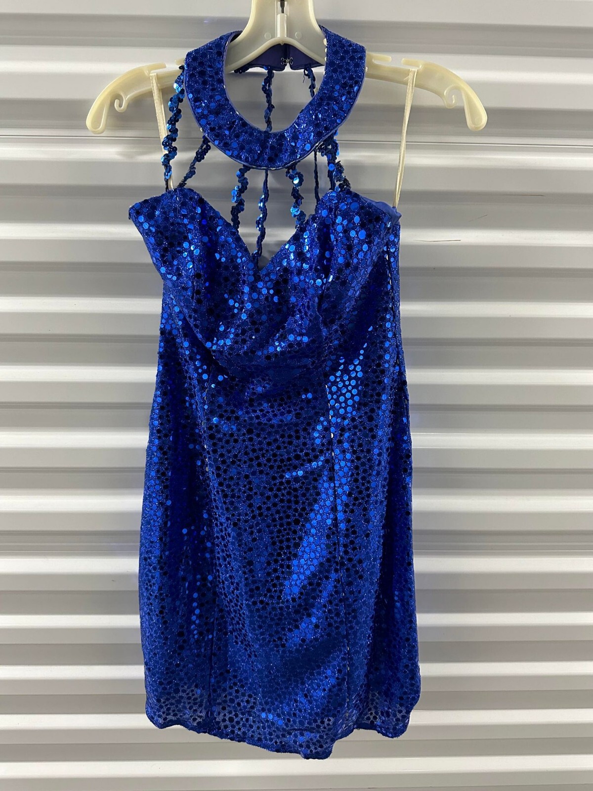 Vintage Michele Vincent Women’s Blue Sequin Cocktail Dress Made in USA 7/8