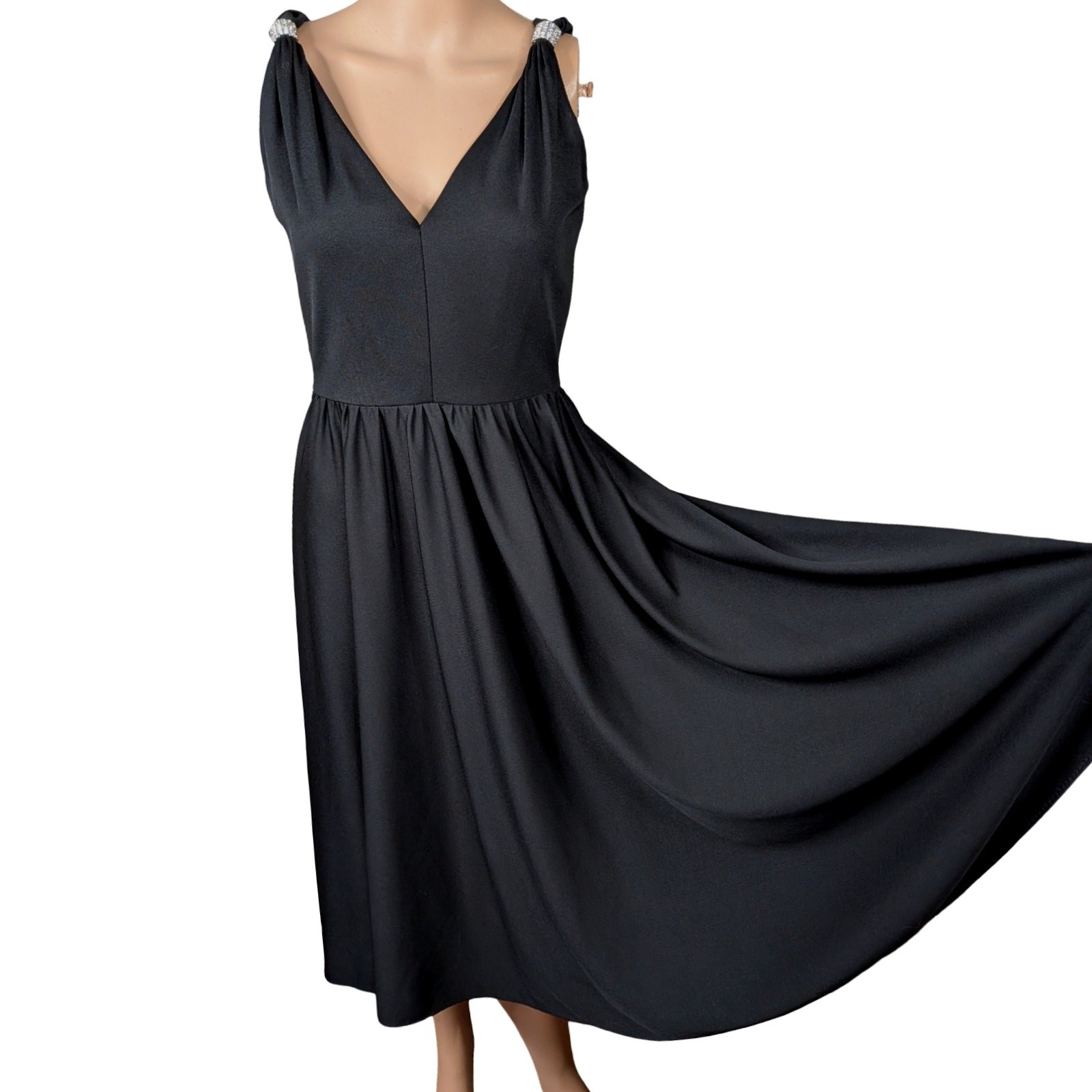 Vtg 50s Lilli Diamond California Capelet Dress Gown Black Rockabilly Pinup XS 0