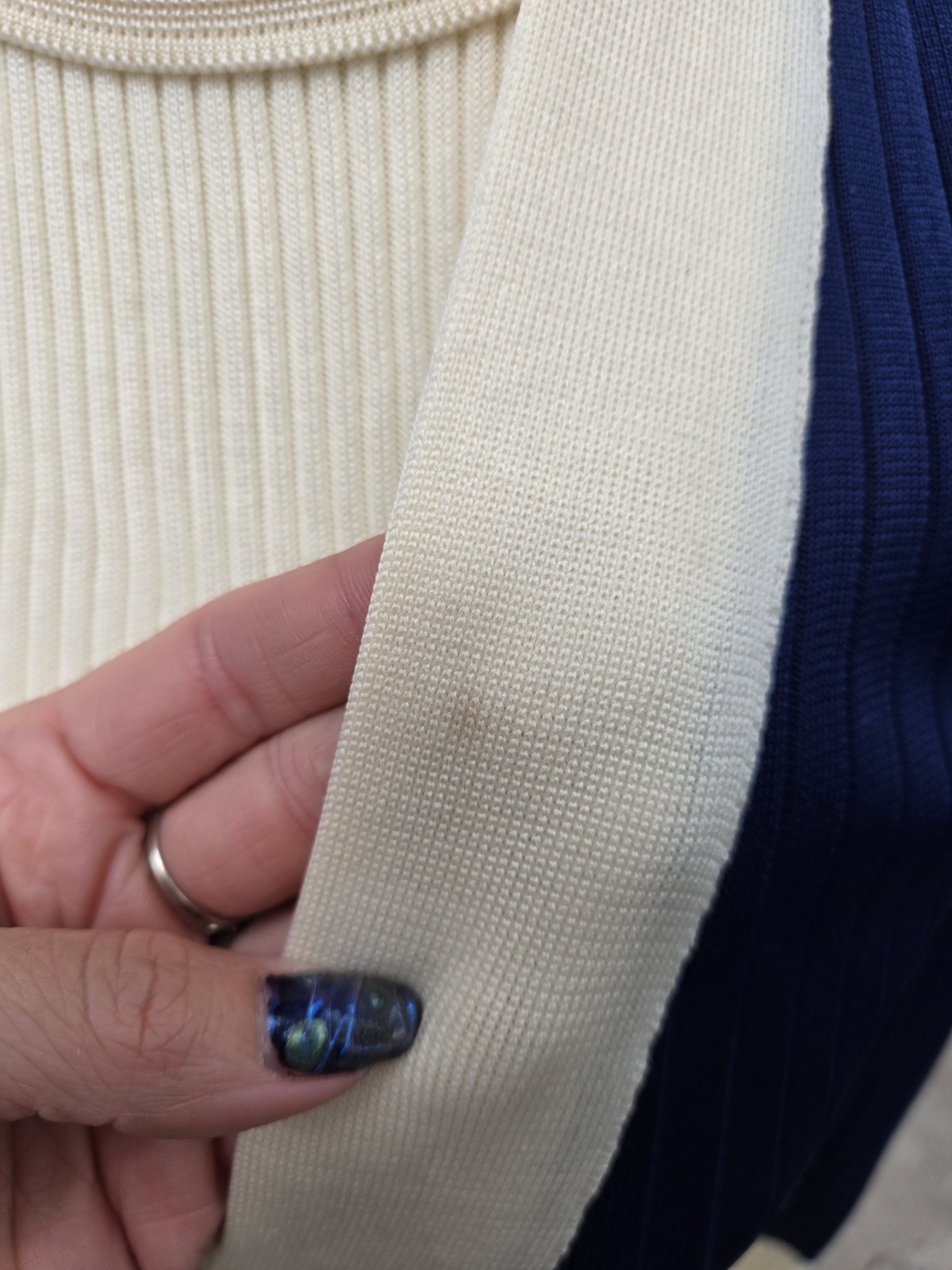 VTG 1970s Young East Preppy Tailored Sports Tennis Summer Dress Blue Cream Knit