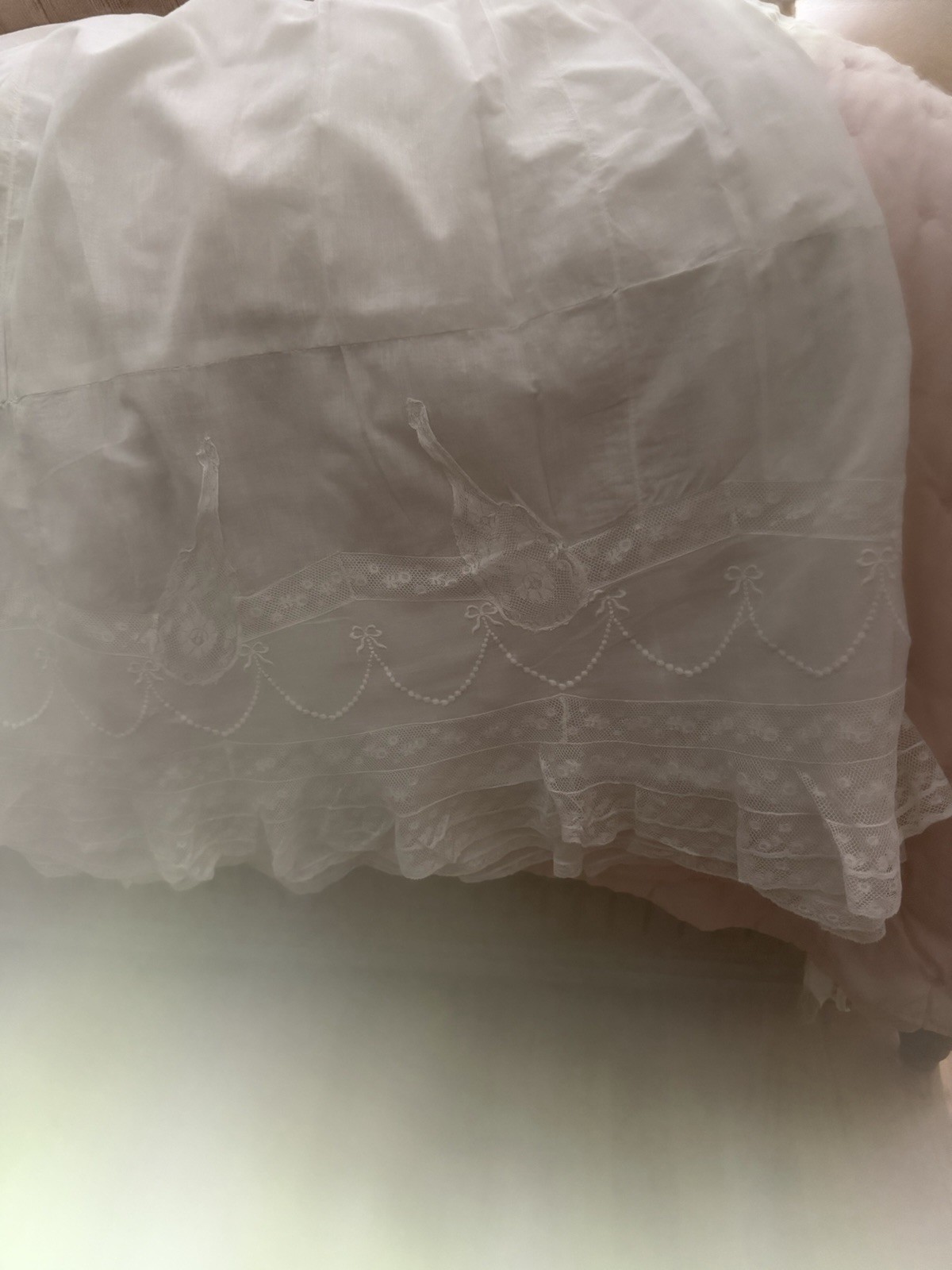 Antique White Cotton Lawn Skirt Lace Trim