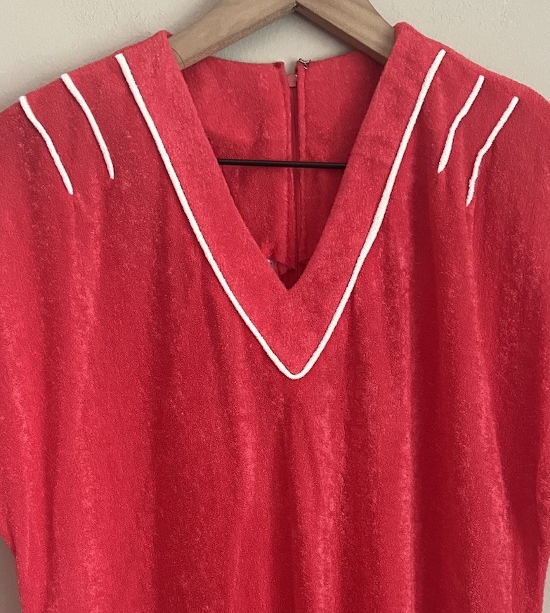 Vintage Dress Lady Laura Toni Todd Terry Red Belt Shift Size 12 14 NOS