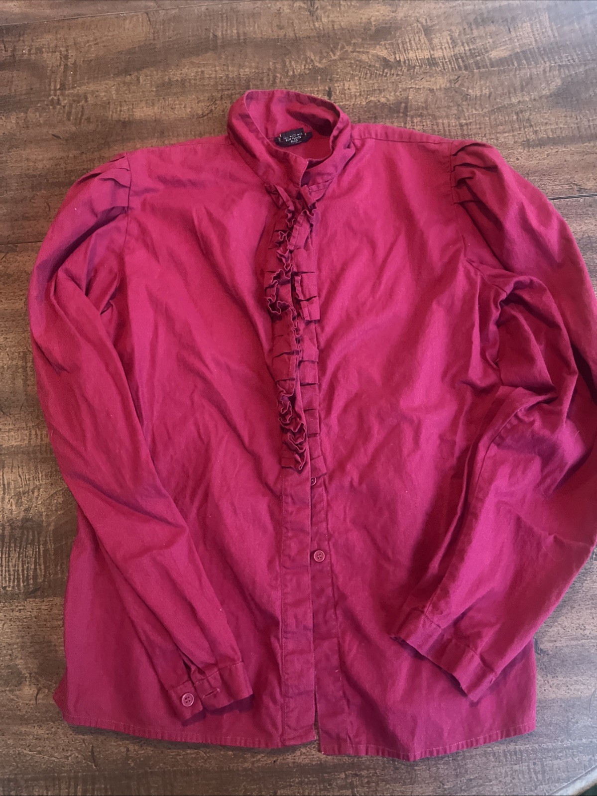 Vintage Touché Red Ruffle Blouse Romantic Cottagecore Prairie Victorian Medium
