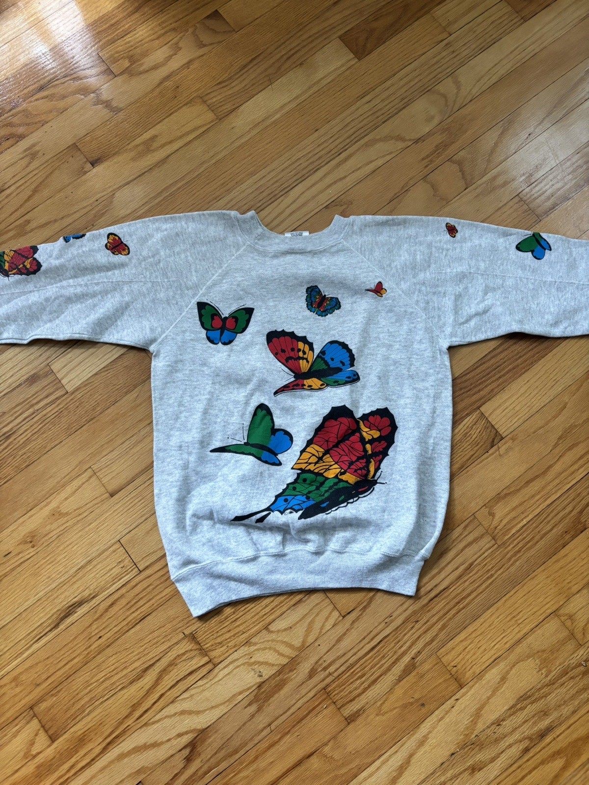 VTG Rainbow Butterfly Sweatshirt 70s Flower Power Med (small) With Tag Hanes