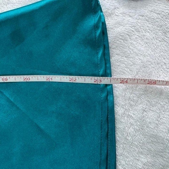 B Wear teal satin babydoll tie back top y2k vintage fairy boho office siren