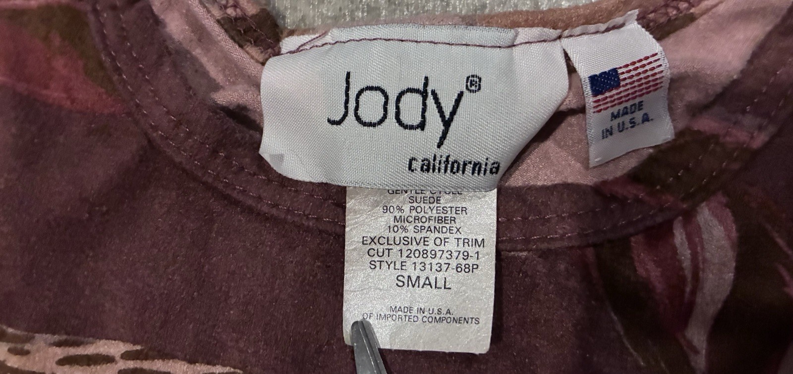 Jody California Fringe Feather Swirls Y2K Boho Faux Suede tank Top Small spring