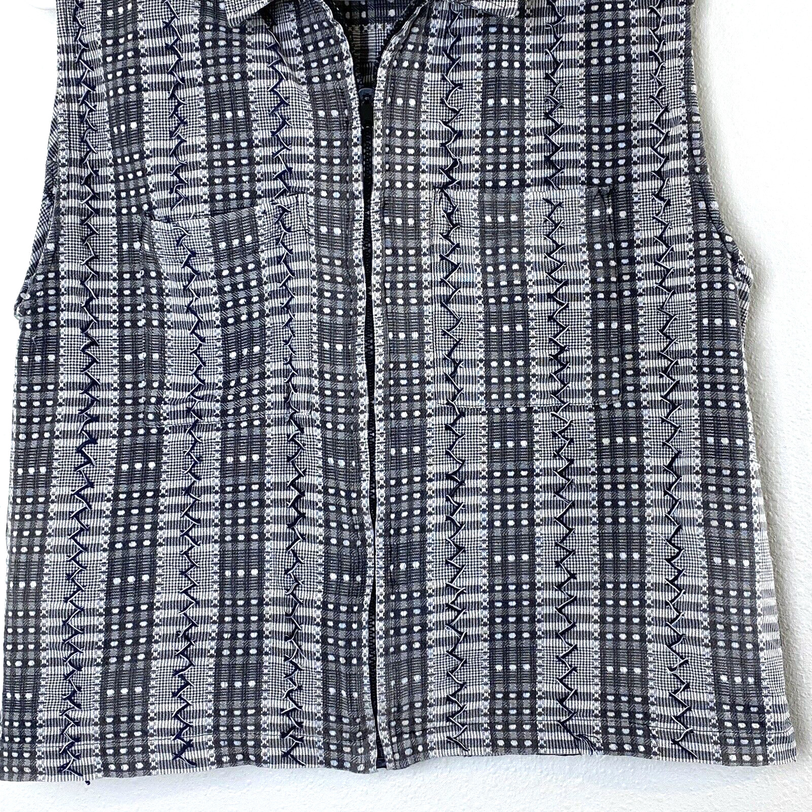 Vintage Christopher & Banks Womens Top & Shorts Set Large Mixed Plaid Check Gray