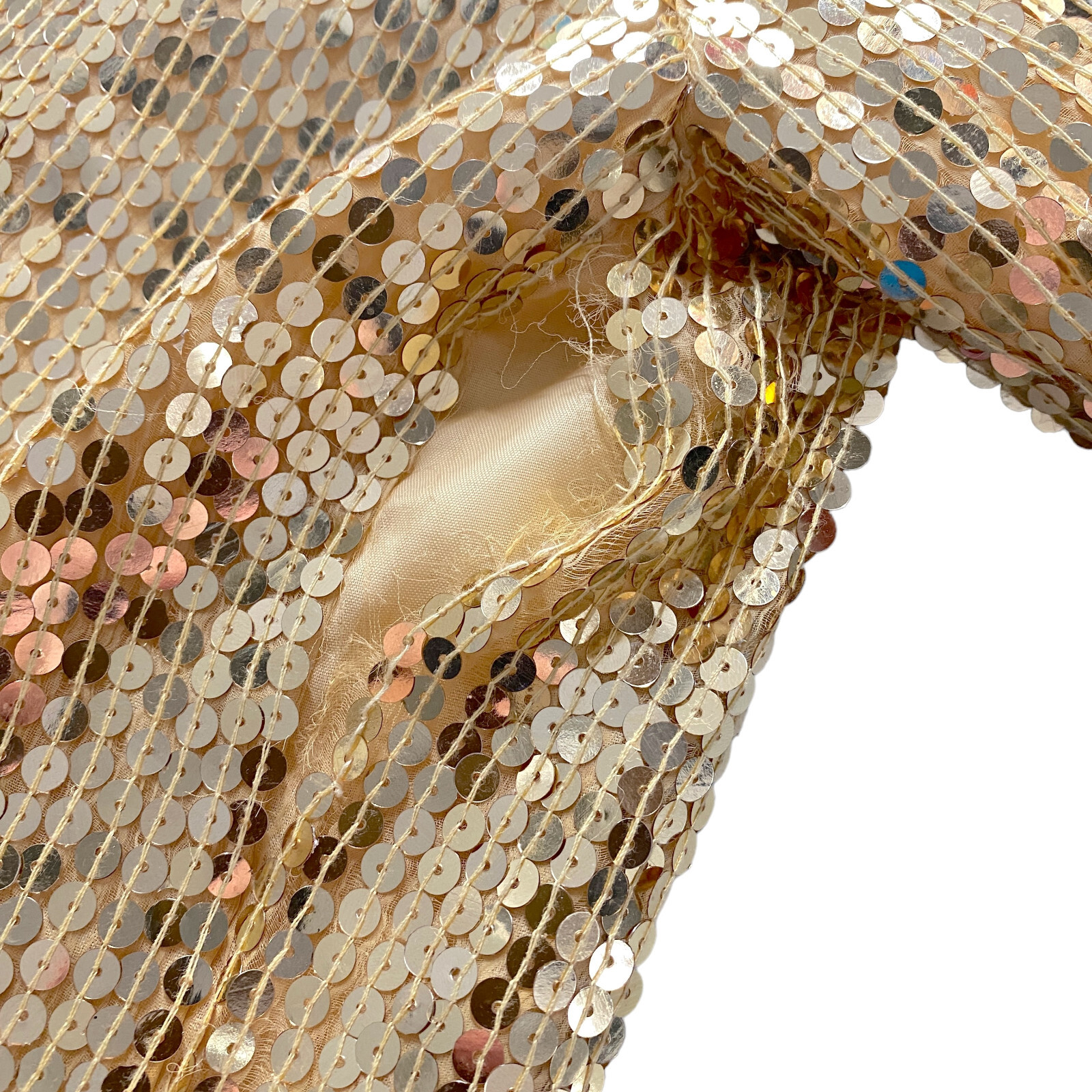 Stenay Vintage Sequined Evening Jacket Small Gold 100% Silk Lightweight Lined
