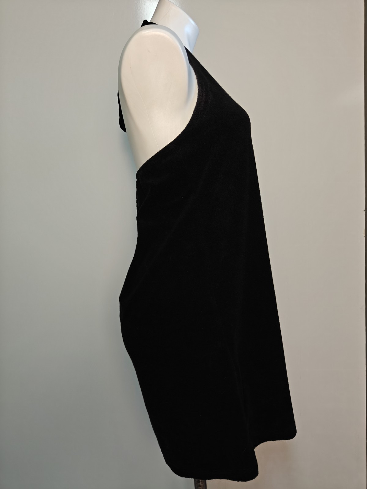 Metropolitan 80s Black Terry Cloth Pool Beach Coverup Small Halter Dress *Read