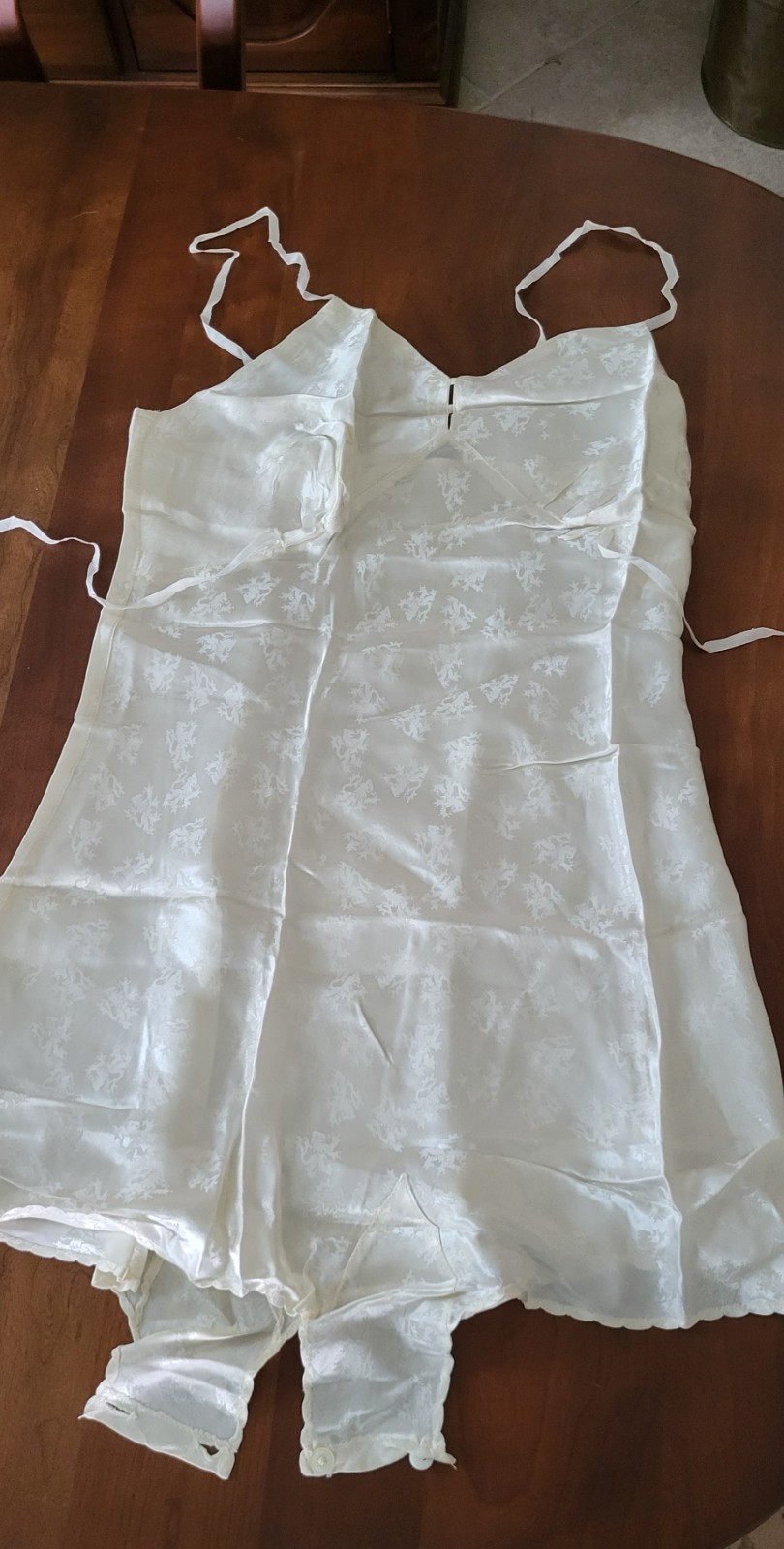 RARE Vintage WWII CC 41 Lingerie Cream Floral Teddy Slip