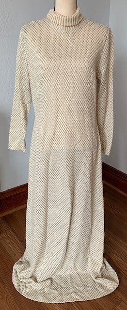 Vintage 60s MCM Sears Maxi Long Evening DRESS Gold Ivory Hostess Plus Size 18