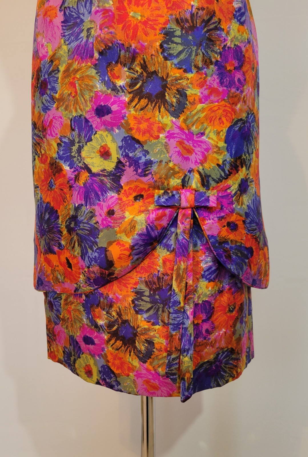 Deadstock NOS 1960s MR. BLACKWELL Design Silk Floral Wiggle Dress S Small