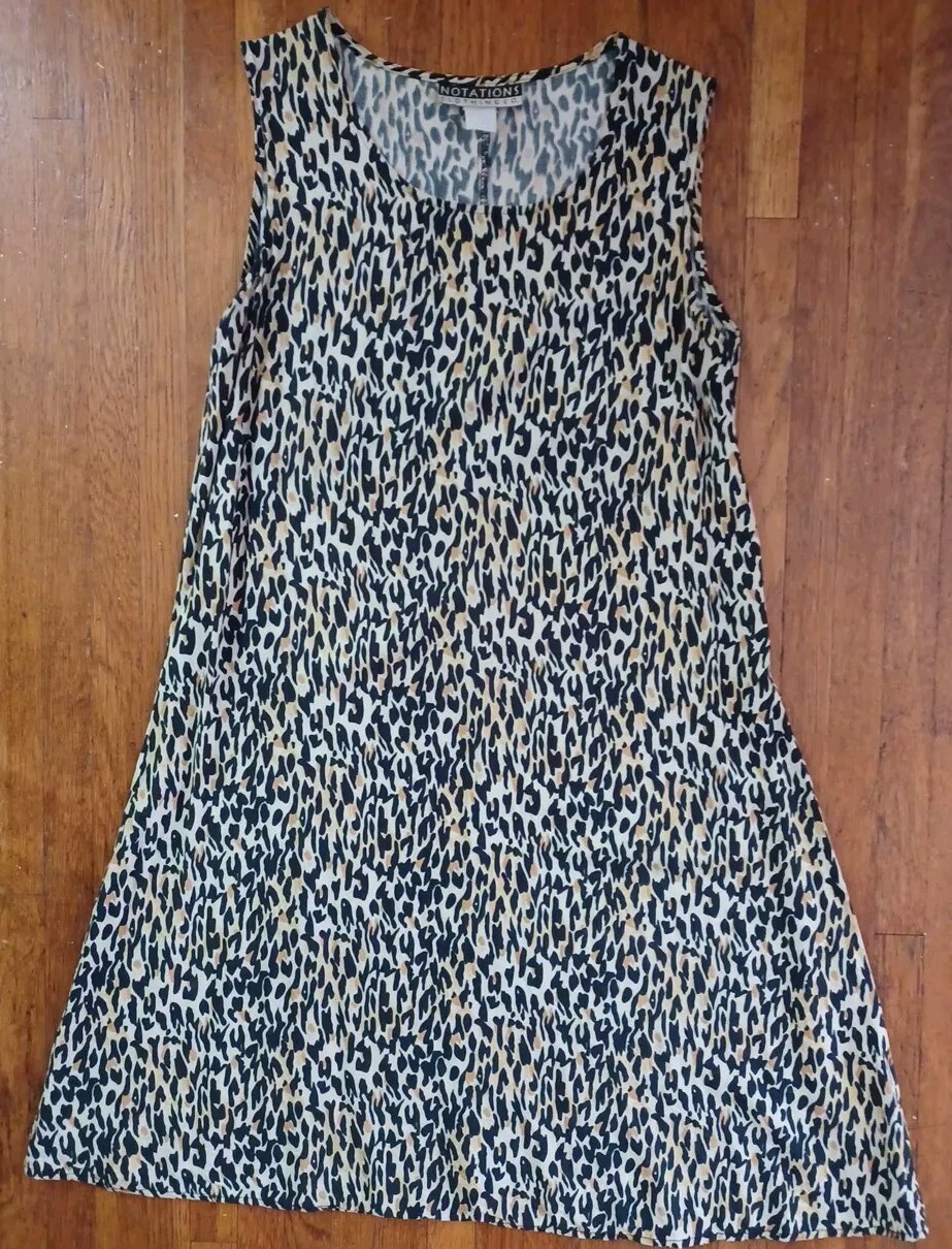 Vtg 90s Notations Clothing Co. Cheetah Print Dress Sz Med Glam Punk Mini Animal