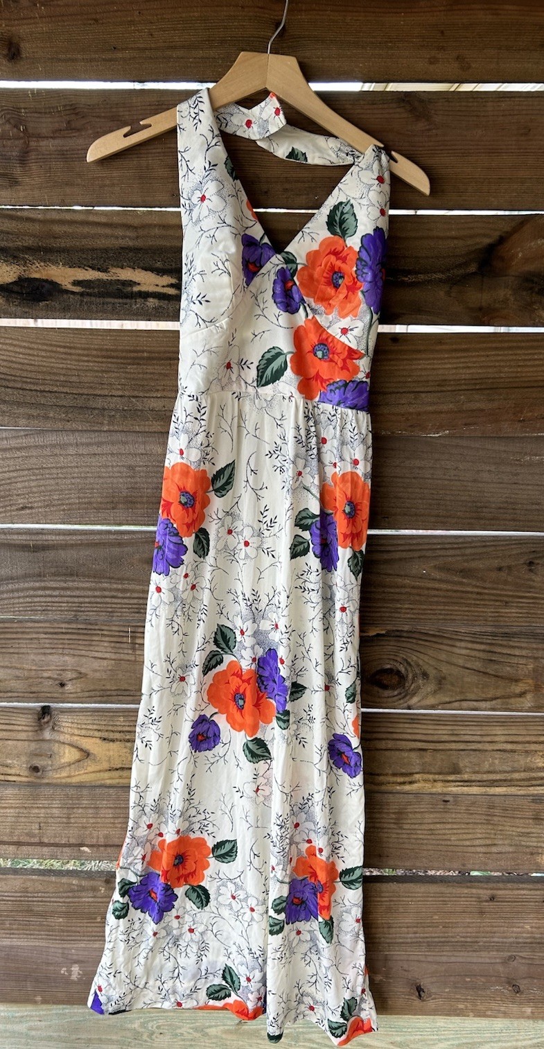 vintage paradise hawaii dress Made In Honolulu Size 8 MAXI Stretchy Built In Bra