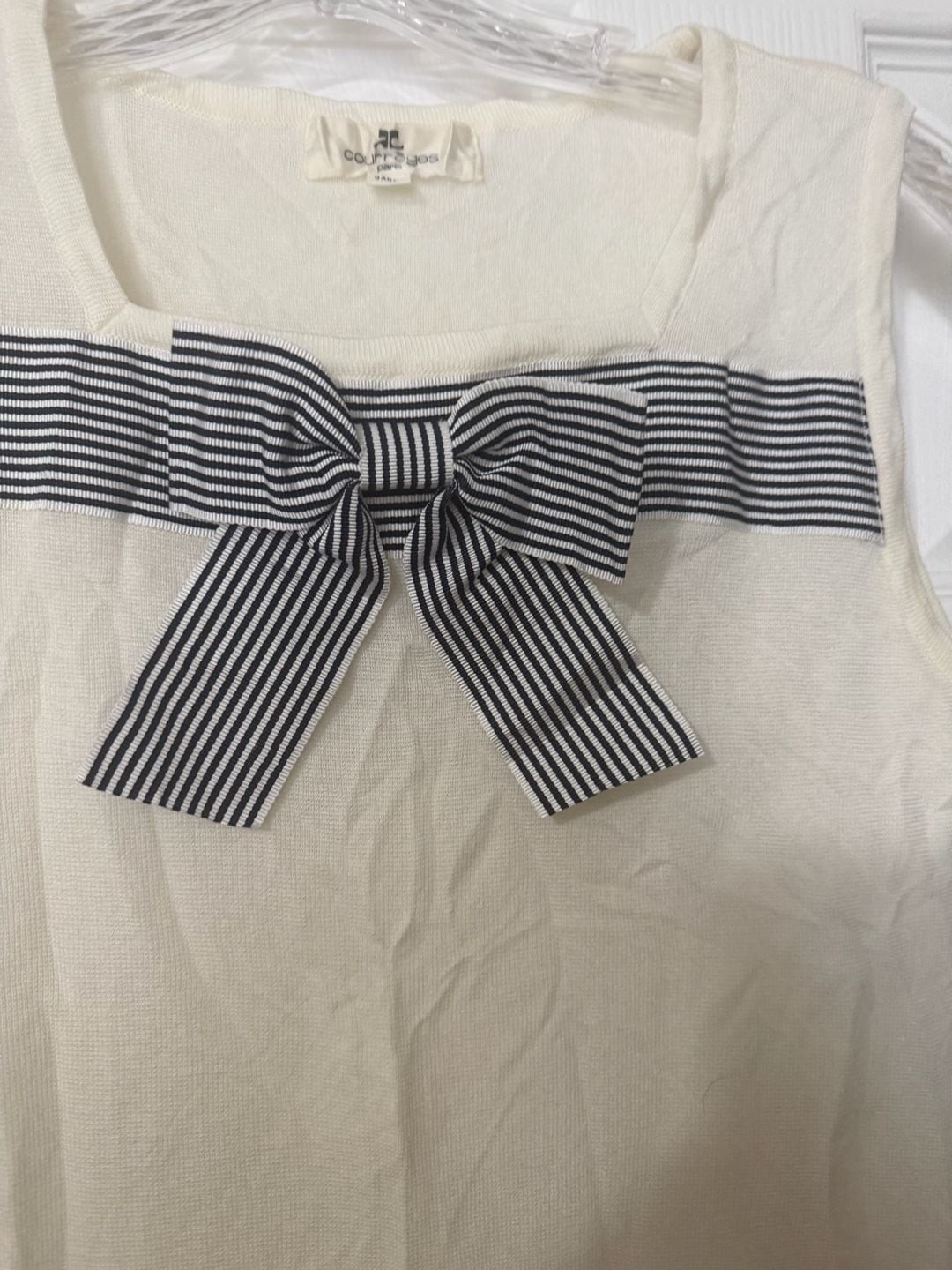 Vintage Courreges Paris Sleeveless Bow Detail Mod Dress Size 9AR