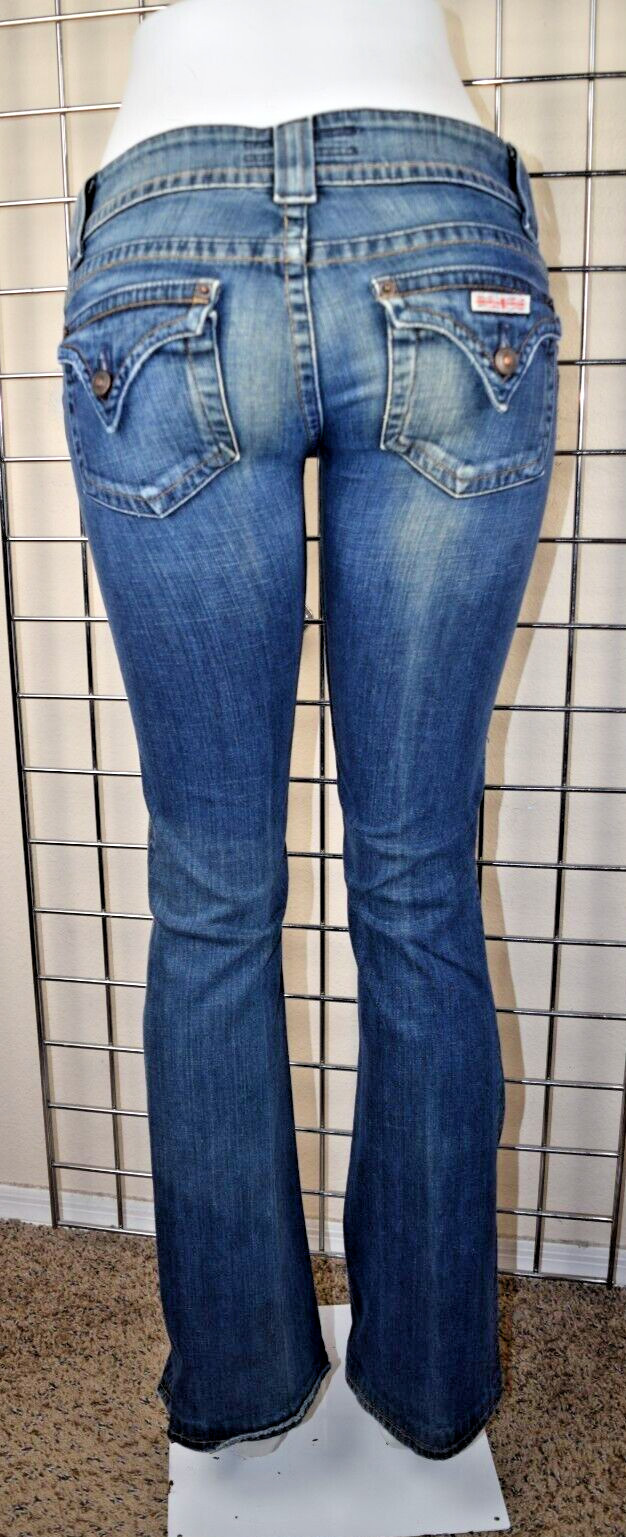 VTG Jeans Hudson Size 26 x 32 S/M 90s Med Blue Fading Low Rise Flared Made USA