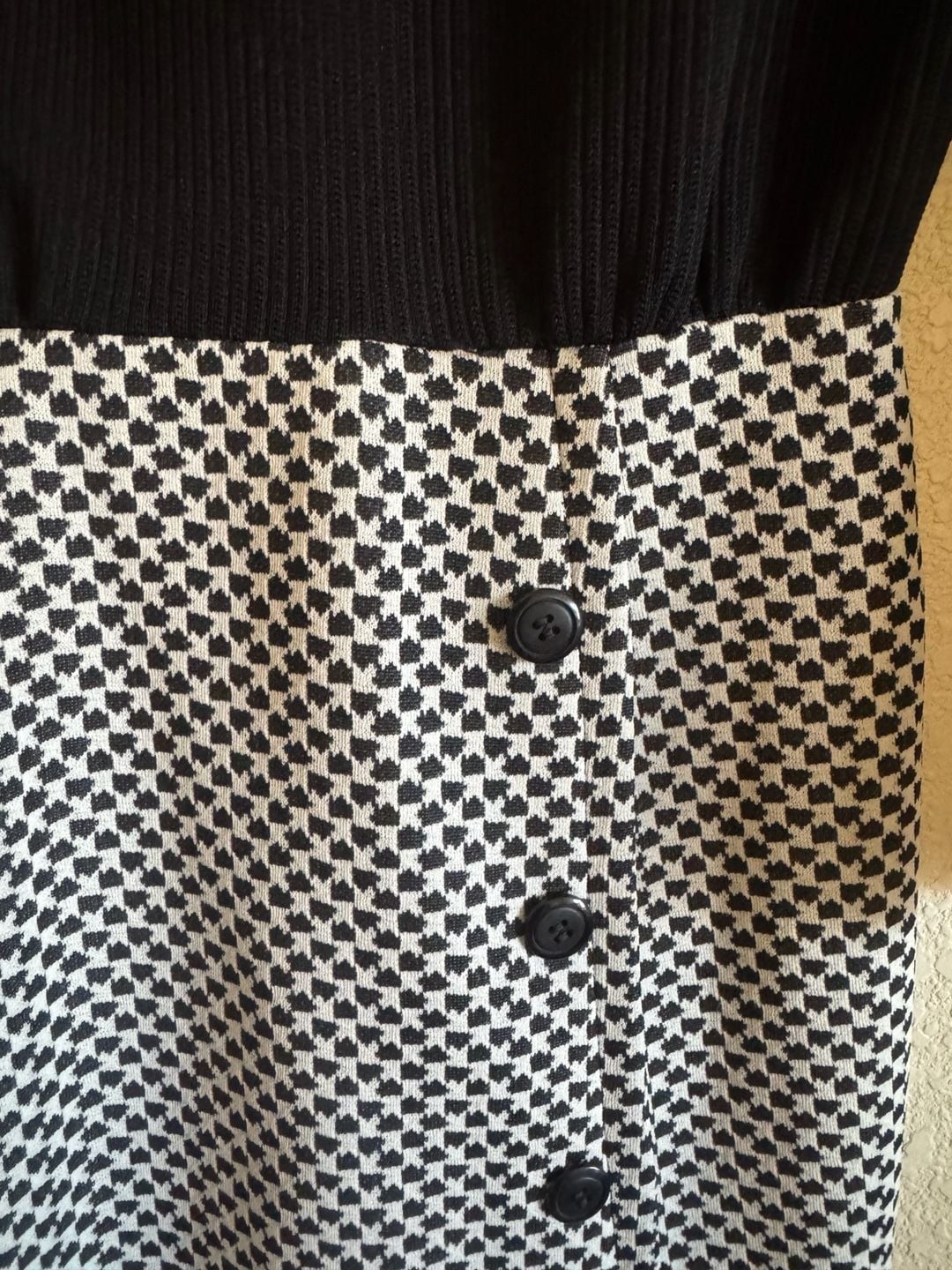 Vintage Butte Knit Black and White Mod Long Sleeve Dress with Collar