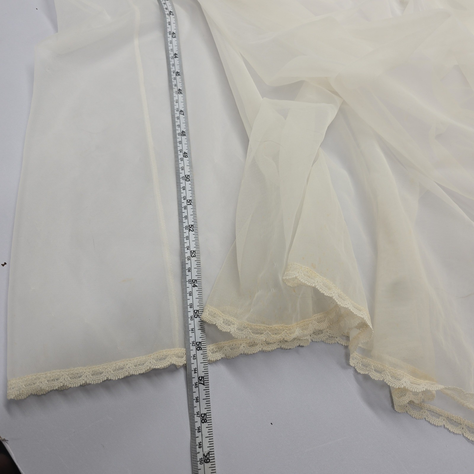 Val Mode Lingerie Vintage Ivory Lace Sheer Maxi Nightgown Bridal Robe USA Made