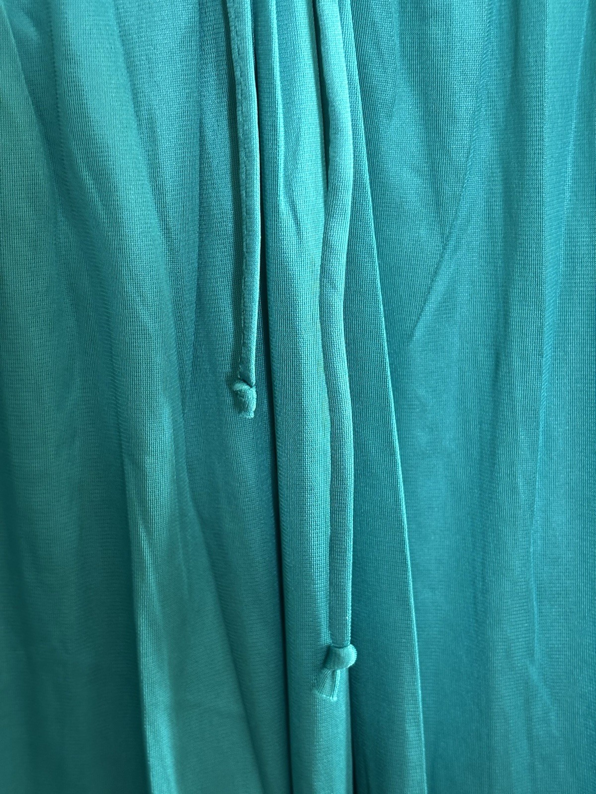Vtg 1970s Miss Elaine Long Gown Teal Sz S Petite Union Made Lace Trim