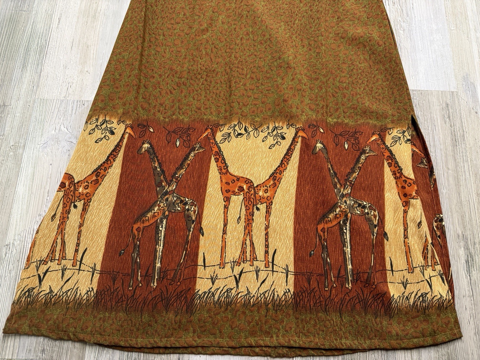 Vintage 90s Giraffe Border Print Safari Sleeveless Maxi Dress California Dreams