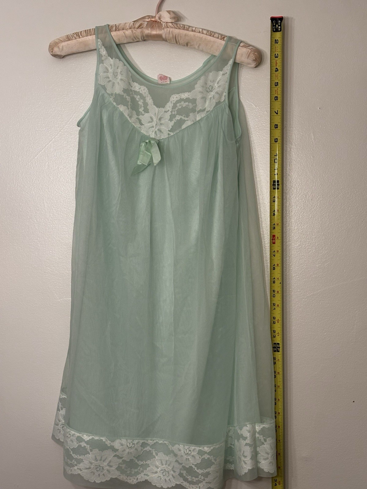 VTG 1960s Sears Roebuck Mint Green Layered Babydoll Nylon Chiffon Nightie Small