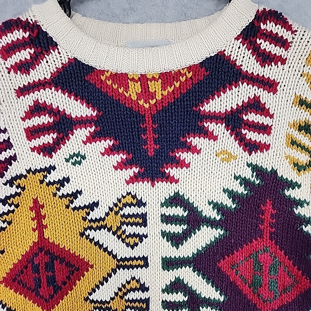 Vintage Vanity Size L Womans Aztec Style Heavy Knit Sweater Rare
