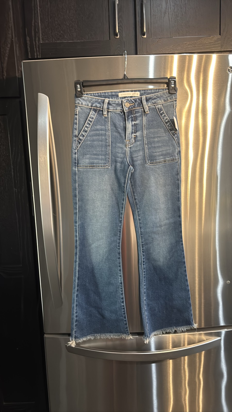 Altar’d State Women’s Blue Flare Frayed Hem Jeans High Rise Denim SZ 25 NWT