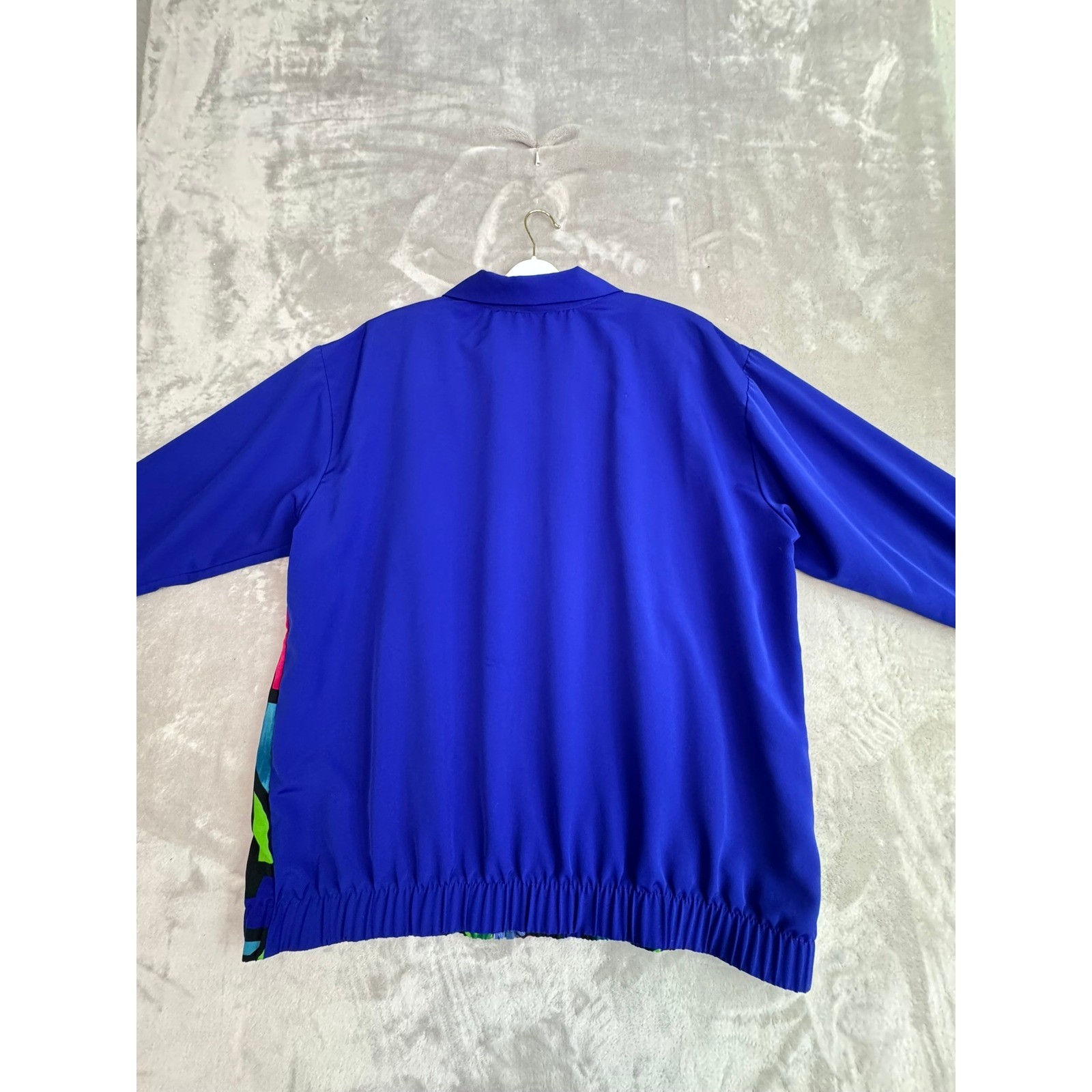 Silver Threads Ltd Vintage 90s Geometric Windbreaker Jacket Blue XL Made in USA