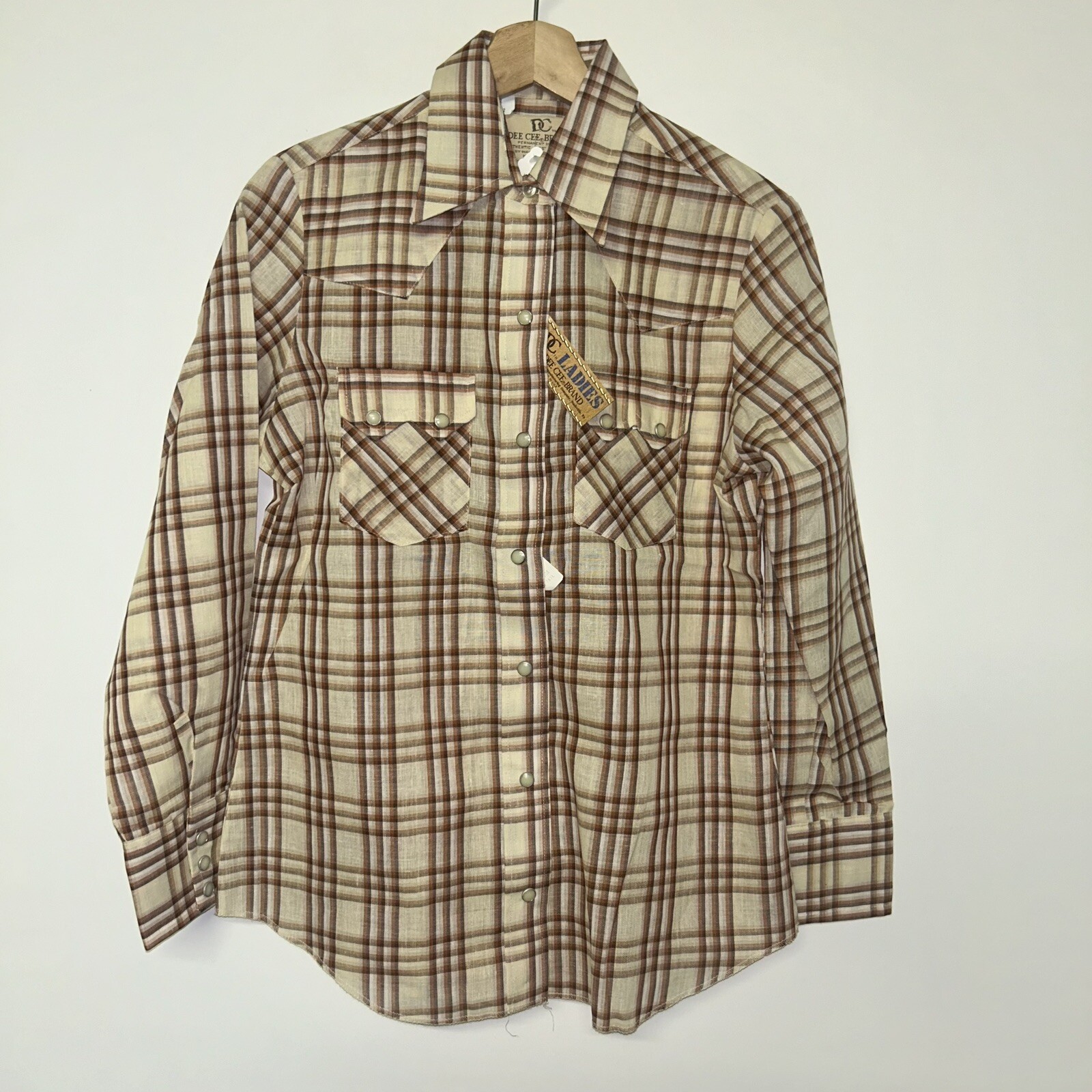 Vintage 1980’s Deecee Womens Western Pearl Snap Shirt, Deadstock NWT, Size 34