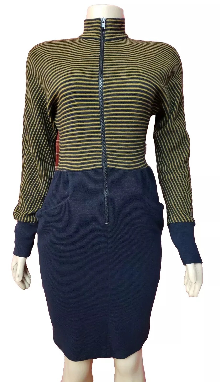 Chetta B Sherri Bloom Peter Noviello ILGWU Sz 4 Stretch Wool Sweater Dress #CB8