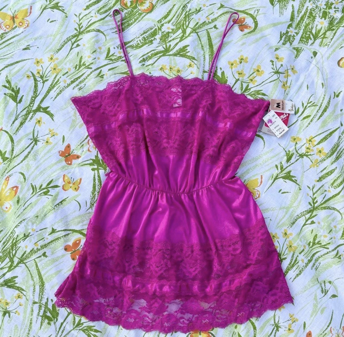 Vintage 1980s Deadstock Texsheen Fuchsia Camisole – M