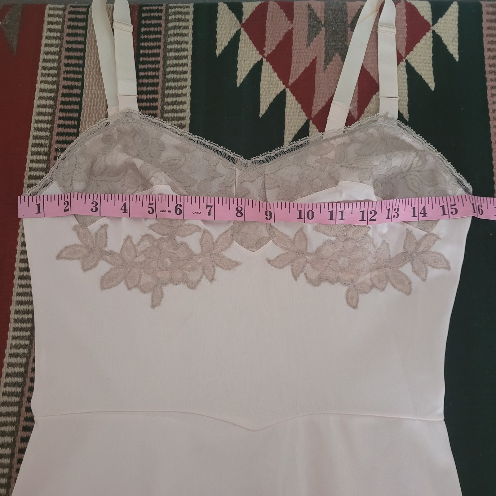 Vintage Charmode Sears Nylon Lace Full Slip Dress Sz 32 Pink Romantic Coquette