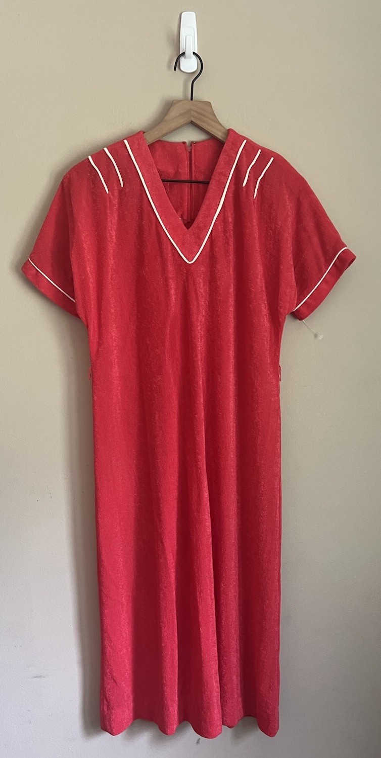 Vintage Dress Lady Laura Toni Todd Terry Red Belt Shift Size 12 14 NOS