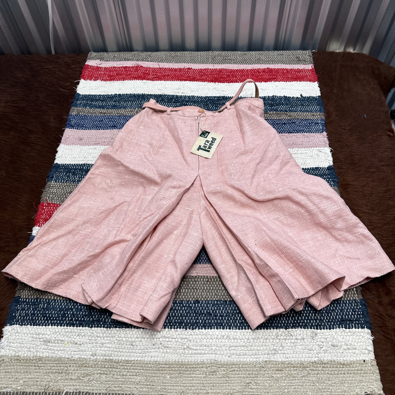 NEW NOS Vintage Loomtogs USA Belted Culotte Shorts High Waist 15/16 TARA TWEED